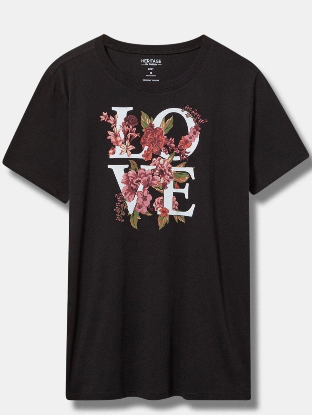 Heritage By Torrid Knit Black Pink LOVE Floral Graphic Tee 5X 28